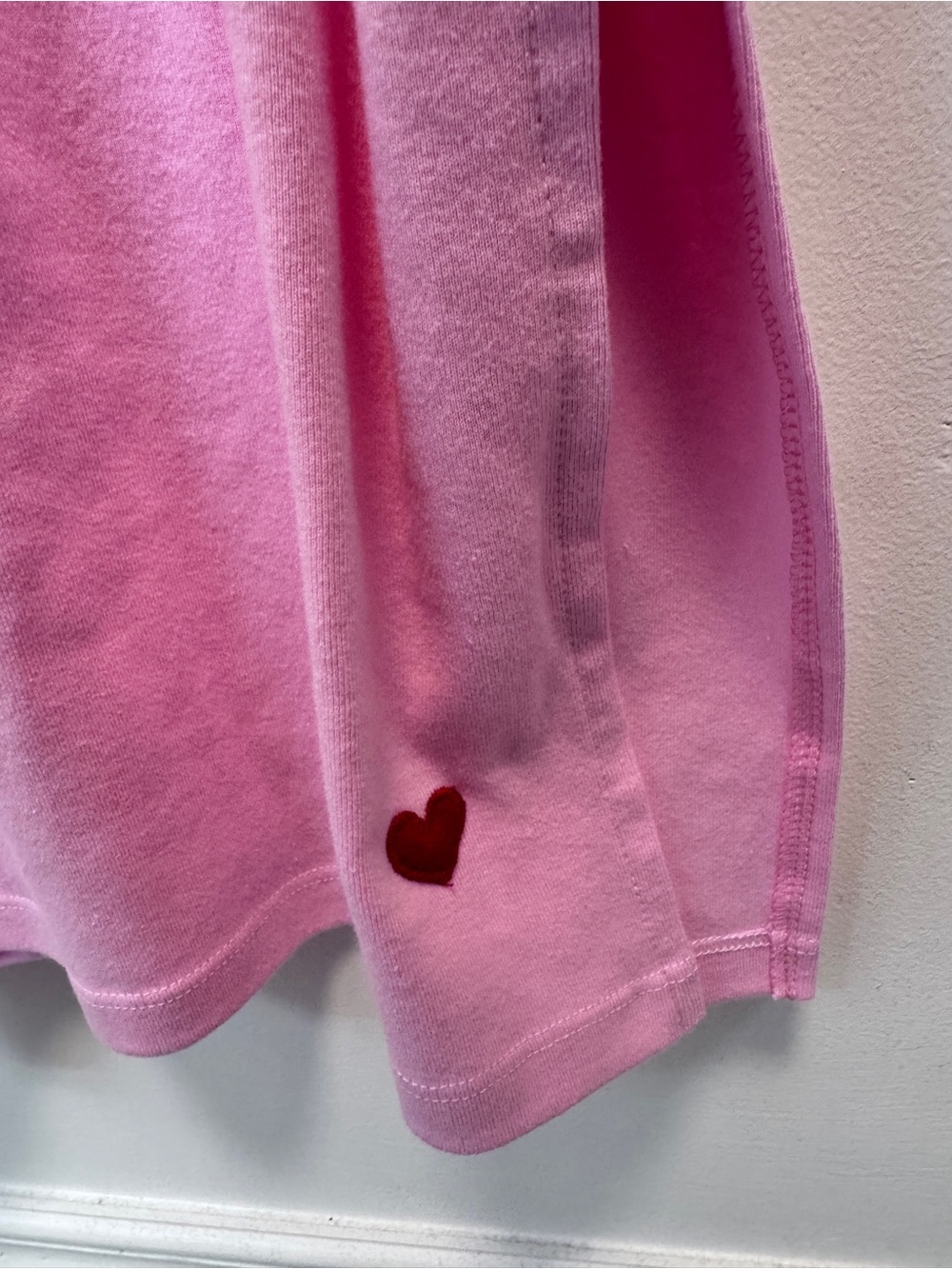 NWT Preloved Tshirt Maxi Dress with embroidered heart detail on hem, pink, XL